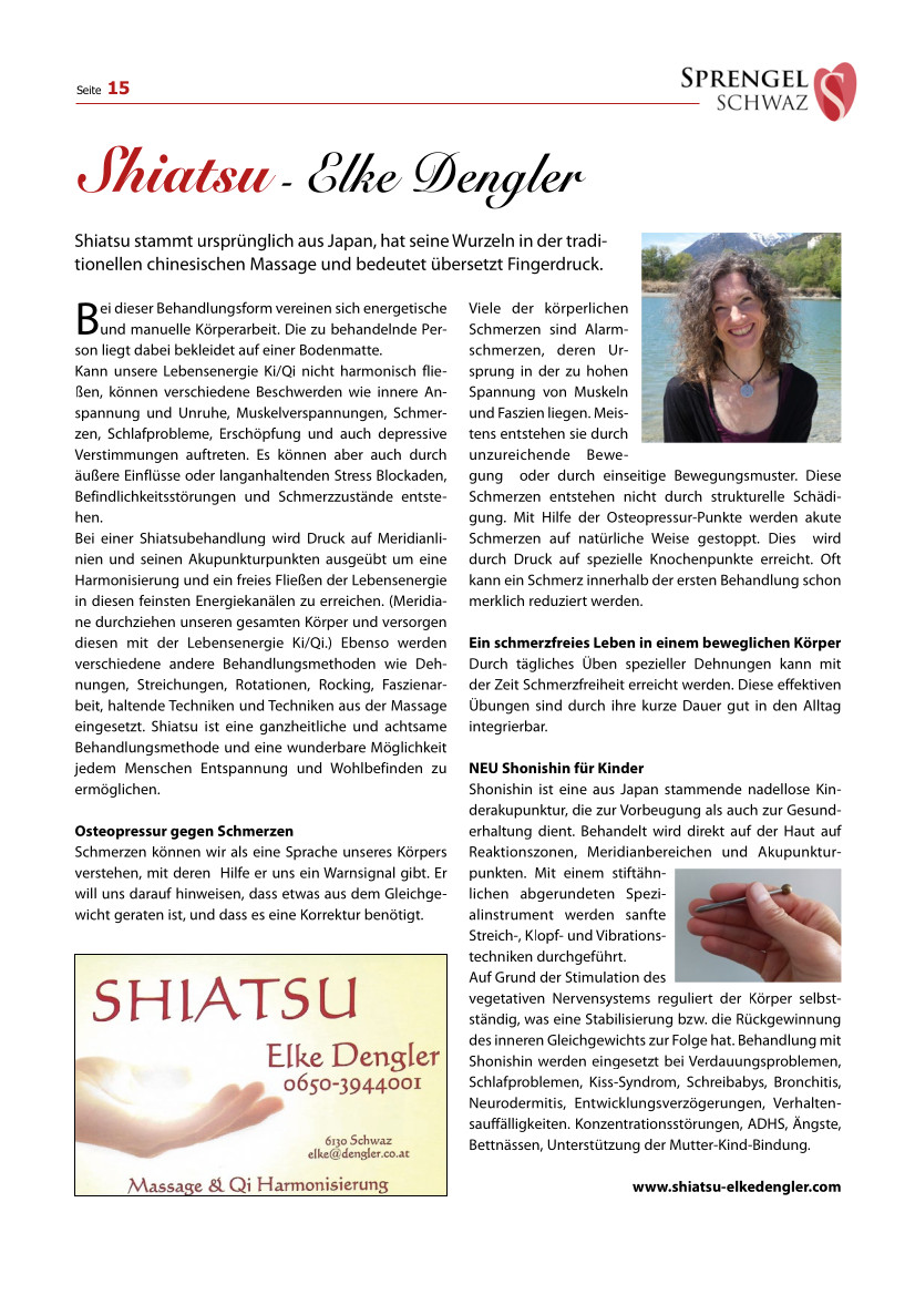 Sprengel Magazin - SHIATSU